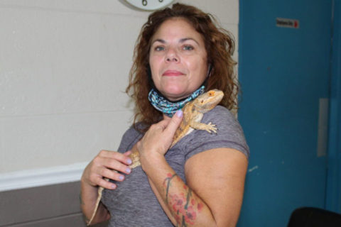 Gretchen with Todd the Iguana